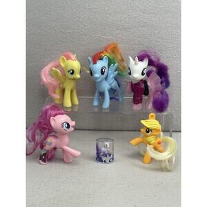 My Little Pony Figure Lot Fluttershy Rainbow Dash Rarity Pinkie Applejack